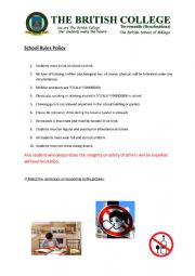 English Worksheet: School Rules 2