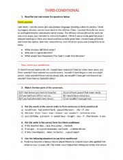 English Worksheet: Third conditional