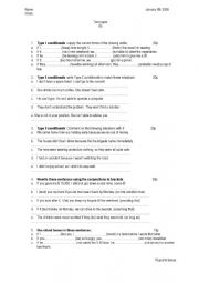 English Worksheet: Conditional sentences test
