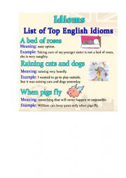 English Worksheet: idioms