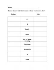 English Worksheet: Real World Before and After Worksheet