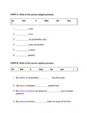 English Worksheet: Subject Pronouns