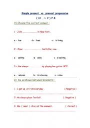 English Worksheet: present simple vs present continuous
