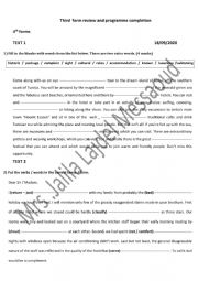 English Worksheet: 3rd form review and program completion
