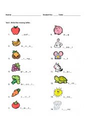 English Worksheet: fruit, animal, weather, family member worksheet