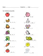 fruit, animal, weather, family member worksheet