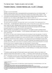 English Worksheet: Analysing political speeches - Obama�s Farewell Address