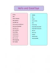 English Worksheet: Different way s to say hello and good bye 
