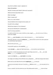 English Worksheet: How I Met Your Mother. Season 1. Episodes 4-6. Worksheet