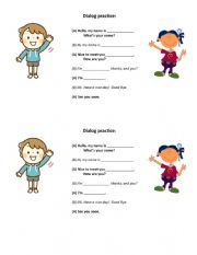 English Worksheet: Greetings Dialog practice