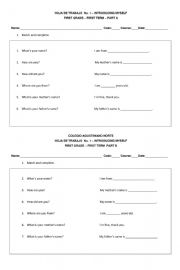 English Worksheet: Introducing my self