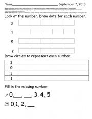 English Worksheet: Numbers 0-10 Test