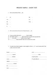 English Worksheet: Present Simple - short test