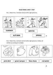 English Worksheet: Clothes and seasons worksheet