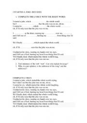 English Worksheet: I Started a Joke 