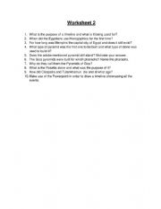 English Worksheet: Ancient Egypt timeline questions
