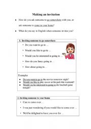 English Worksheet: Making, accepting and declining invitations