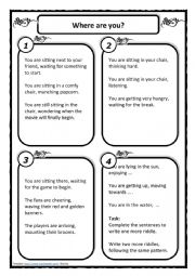 English Worksheet: Participle Clauses - Riddles