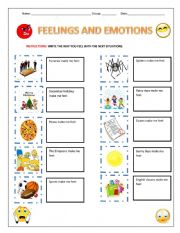 English Worksheet: Feelings and Emotions