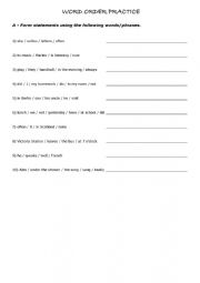 English Worksheet: BASIC WORD ORDER