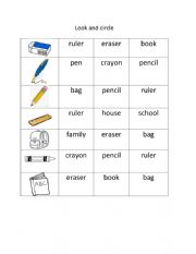 English Worksheet: school things