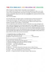 English Worksheet: reading about colours