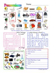 Possessions: 2 versions with answer key