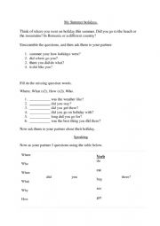 English Worksheet: My summer holiday