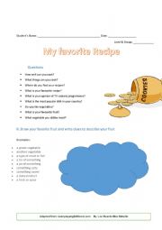 English Worksheet: My favorite recipe