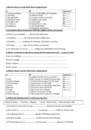 English Worksheet: 8th form Module 4 review