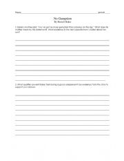 English Worksheet: No Gumption by Russell Baker