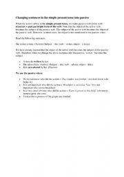 English Worksheet: Changing present simple in to passive sentences