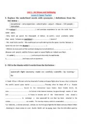 English Worksheet: Revision  4th form Unit1 Lesson 2