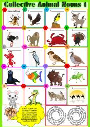 English Worksheet: COLLECTIVE ANIMAL NOUNS 1 exercises + KEY