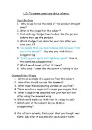 English Worksheet: Advert questions