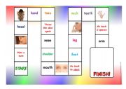 English Worksheet: Body parts dice board game