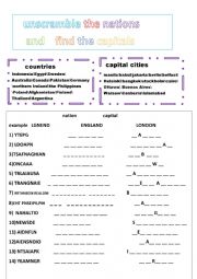 English Worksheet: unscramble the words