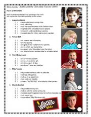 English Worksheet: Movie activity: Charlie and the chocolate factory