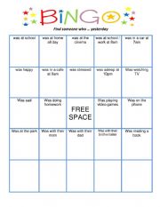 English Worksheet: Bingo