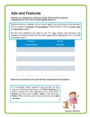 English Worksheet: Ads and Features