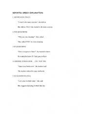 English Worksheet: Reported speech explanation doc