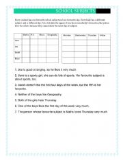 English Worksheet: School subjects 