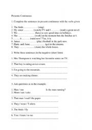 English Worksheet: present continuous