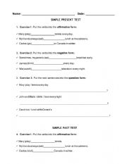 English Worksheet: Test: Past and present simple / past and present continuous