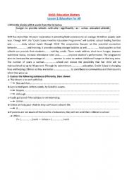 English Worksheet: Revision  4th form Unit2 Lesson 2