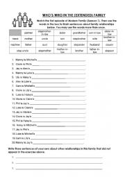 English Worksheet: Extended Family (Using the 