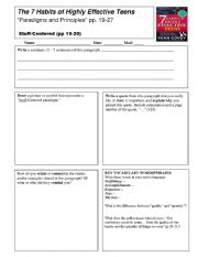 English Worksheet: 7 Habits of Highly Effective Teens 
