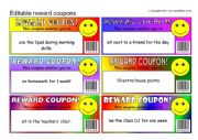 English worksheet: Class Coupons