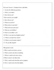 English worksheet: 1st year Lesson 1