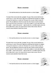 English Worksheet: Halloween Worksheet - Draw a monster